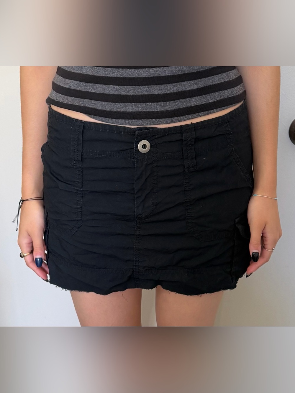 Black cargo mini skirt